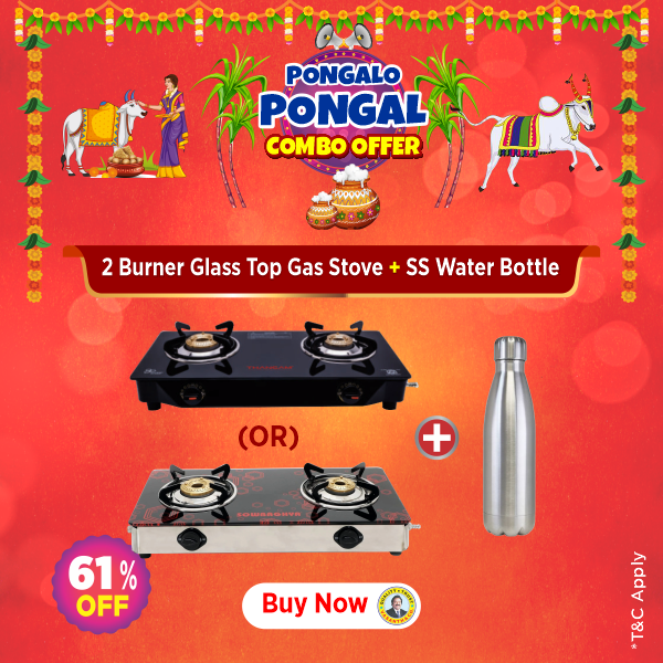 Buy Sowbaghya Compact 2B Glass Top Gas Stove - Vasanth & Co